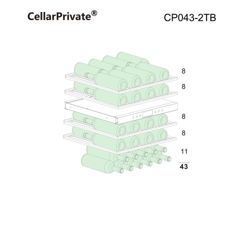 Винный шкаф Cellar Private встраиваемый, двухзонный CP043-2TB