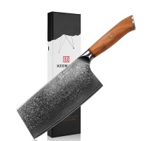 Нож из дамасской стали для мяса Keemake 7 Inch Cleaver Knife Phoenix, бежевый