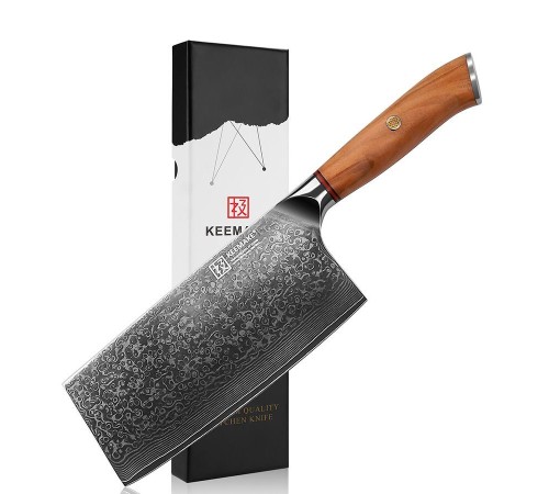Нож из дамасской стали для мяса Keemake 7 Inch Cleaver Knife Phoenix, бежевый