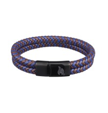 Браслет ZIPPO Braided Leather Bracelet, чёрный/коричневый/синий, плетёная кожа/сталь, 22 см