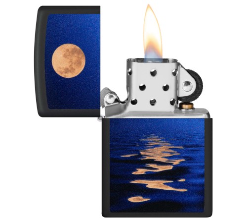 Зажигалка ZIPPO Moon Sunset с покрытием Black Light, латунь/сталь, чёрная, матовая, 38x13x57 мм