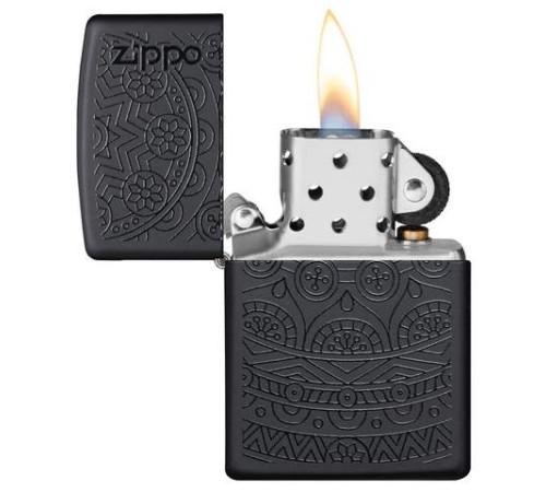 Зажигалка ZIPPO Tone on Tone Design с покрытием Black Matte, латунь/сталь, чёрная, 38x13x57 мм