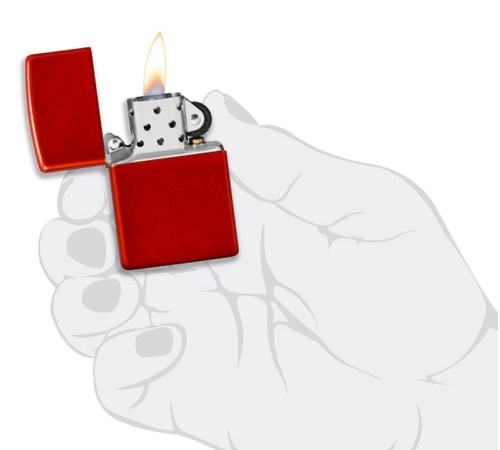 Зажигалка ZIPPO Classic с покрытием Metallic Red, латунь/сталь, красная, матовая, 38x13x57 мм
