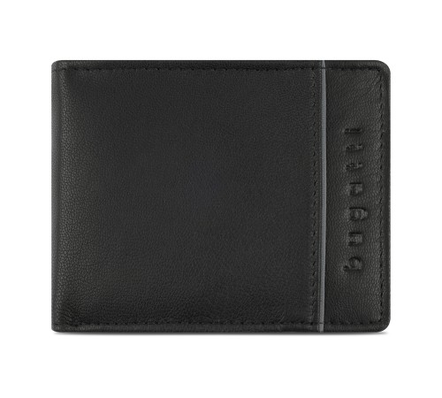 Портмоне BUGATTI Banda, с защитой данных RFID, чёрное, кожа козы/полиэстер, 10,5х2х8,3 см