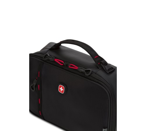 Термосумка для ланча SWISSGEAR, прорезиненный полиэстер 600D, чёрный/красный, 27х7х23 см, 4 л