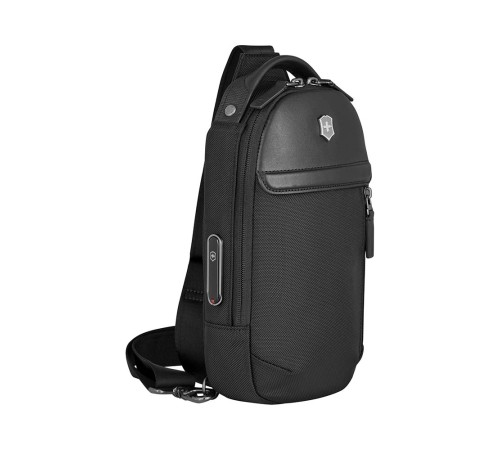 Рюкзак на одно плечо VICTORINOX Architecture Urban2 Sling Bag, черный, полиэстер/кожа, 17x8x28 см, 2 л