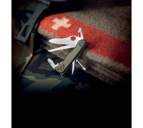 Нож перочинный VICTORINOX Swiss Soldier's Knife 08, 111 мм, 10 функций, зелёный с чёрными вставками
