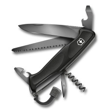 Нож перочинный VICTORINOX RangerGrip 55 Onyx Black, 130 мм, 12 функций, с фиксатором лезвия, чёрный