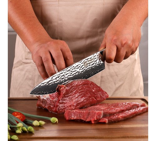 Нож шеф-повара из дамасской стали Keemake 8 Inch Chef Knife, синий
