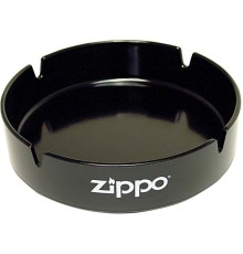 Пепельница ZIPPO, долговечный пластик, чёрная с фирменным логотипом, диаметр 13 см