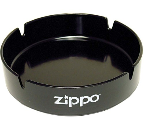 Пепельница ZIPPO, долговечный пластик, чёрная с фирменным логотипом, диаметр 13 см