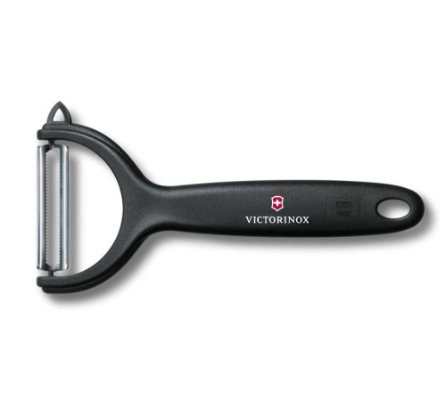 Нож для чистки томатов и киви VICTORINOX, двусторонее зубчатое лезвие, чёрная рукоять