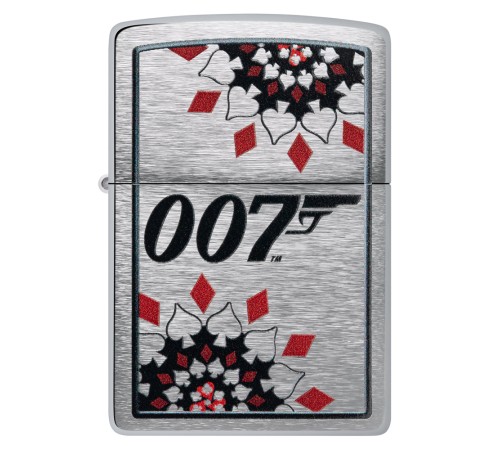 Зажигалка ZIPPO James Bond™ с покрытием Brushed Chrome, латунь/сталь, серебристая, 38x13x57 мм