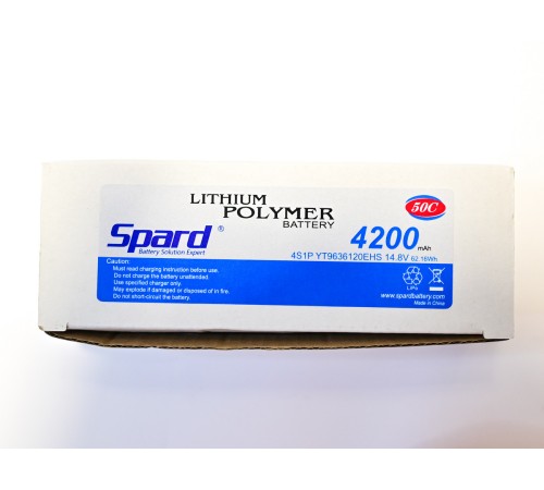 Аккумулятор Li-Po Spard 4200mAh, 14.8V, 50C,  XT60,  Hardcase для автомоделей 1/10, 1/8