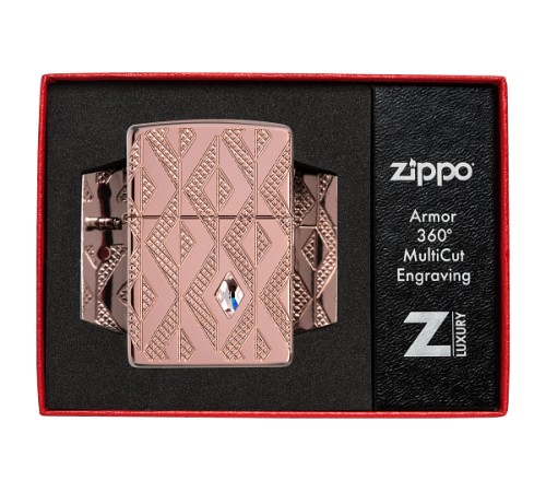 Зажигалка ZIPPO Armor® Geometric с покрытием Rose Gold, латунь/сталь, розовое золото, 38x13x57 мм