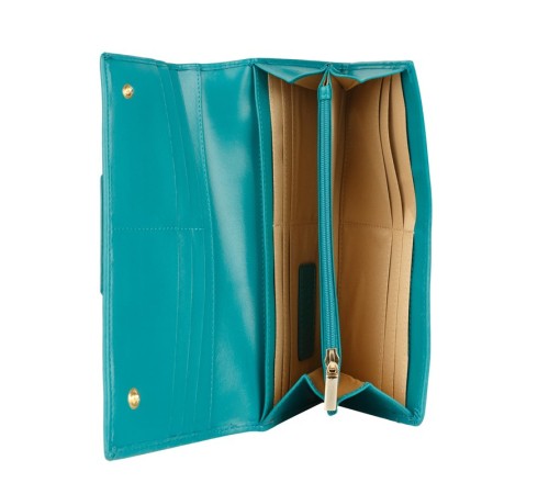 Кошелёк Cross Kelly Wall Turquish, кожа наппа, гладкая, цвет тёмно-бирюзовый, 20 x 11 x 2,5 см