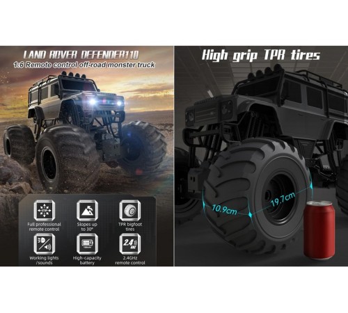 Радиоуправляемый внедорожник Double Eagle Land Rover Defender D110 Bigfoot 1/6 4WD 2.4G RTR