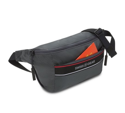 Сумка на пояс SWISSGEAR, серая, полиэстер с плетением рип-стоп, 38 x 5 x 15 см
