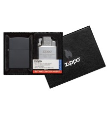 Набор ZIPPO: зажигалка 218 с покрытием Black Matte и газовый вставной блок с двойным пламенем
