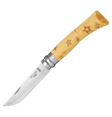 Нож Opinel №7 Nature, нержавеющая сталь, рукоять самшит, гравировка звезды, 001549