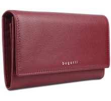 Кошелёк женский BUGATTI Lady Top, красный, натуральная воловья кожа, 20х2,5х10,5 см