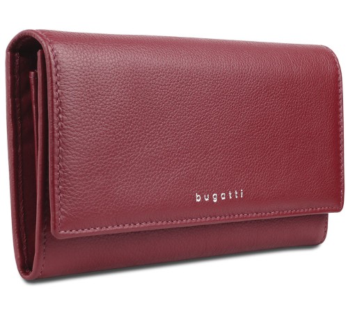 Кошелёк женский BUGATTI Lady Top, красный, натуральная воловья кожа, 20х2,5х10,5 см
