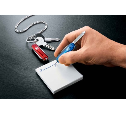 Нож-брелок VICTORINOX Signature, 58 мм, 7 функций, полупрозрачный красный