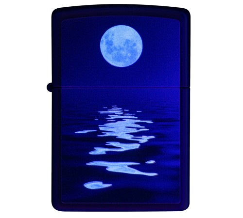 Зажигалка ZIPPO Moon Sunset с покрытием Black Light, латунь/сталь, чёрная, матовая, 38x13x57 мм