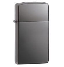 Зажигалка ZIPPO Slim® с покрытием Black Ice ®, латунь/сталь, чёрная, матовая, 29x10x60 мм