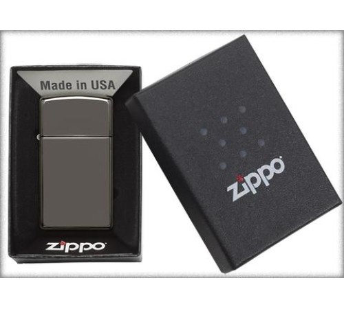 Зажигалка ZIPPO Slim® с покрытием Black Ice ®, латунь/сталь, чёрная, матовая, 29x10x60 мм