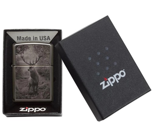 Зажигалка ZIPPO Classic с покрытием Black Ice®, латунь/сталь, чёрная, глянцевая, 38x13x57 мм