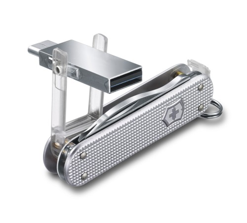 Мультитул-брелок VICTORINOX Jetsetter@work, 58 мм, с USB-модулем 3.0/3.1 16 Гб, 6 фнк, серебристый