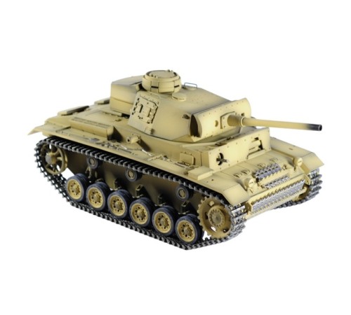 Р/У танк Taigen 1/16 Panzerkampfwagen III (Германия) дым, свет (для ИК боя) V3 2.4G RTR пустыня
