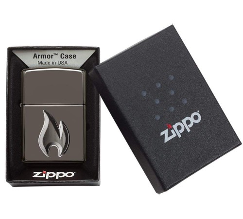 Зажигалка ZIPPO Armor™ с покрытием Black Ice®, латунь/сталь, чёрная, глянцевая, 38x13x57 мм