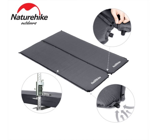 Коврик самонадувной туристический Naturehike D03 Dark Grey, 6927595711491