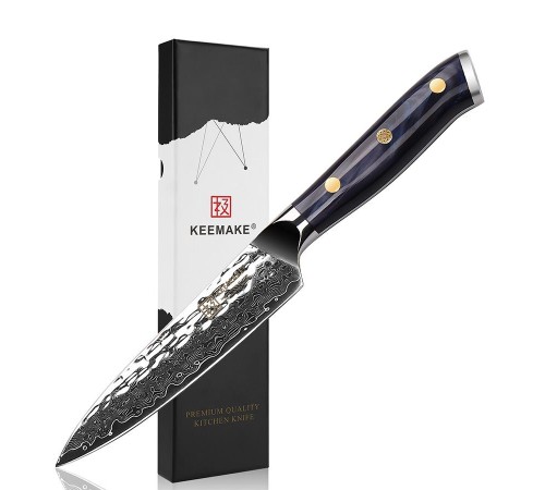 Нож универсальный из дамасской стали Keemake 5 Inch Utility Knife, синий