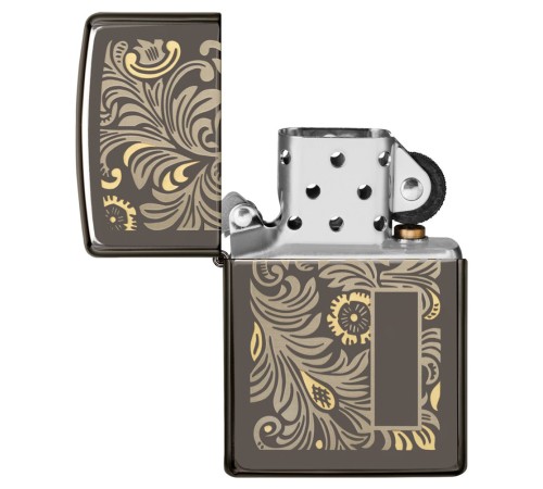 Зажигалка ZIPPO Classic с покрытием Black Ice®, латунь/сталь, чёрная, глянцевая, 36х12х56 мм