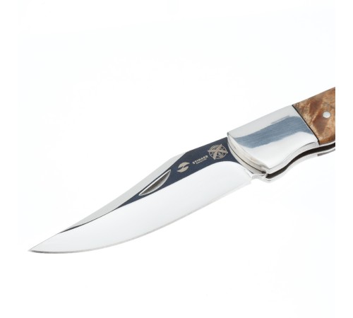 Нож складной Stinger, 92 мм (серебристый), рукоять: сталь/дерево, картонная коробка