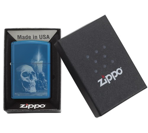 Зажигалка ZIPPO Classic с покрытием High Polish Blue, латунь/сталь, голубая, глянцевая, 36x12x56 мм