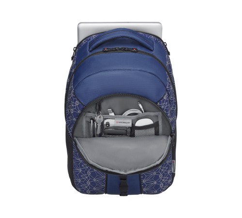 Рюкзак WENGER Sun 16'', синий со светоотражающим принтом, полиэстер, 35x27x47 см, 27 л