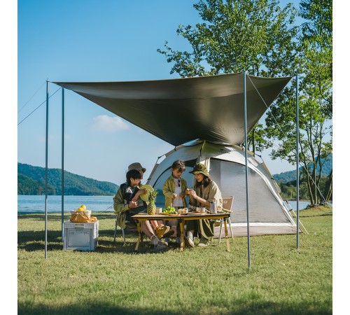 Палатка Naturehike Ango Automatic CNK2550WS010 трёхместная, большая, c навесом, бежевая с коричневым