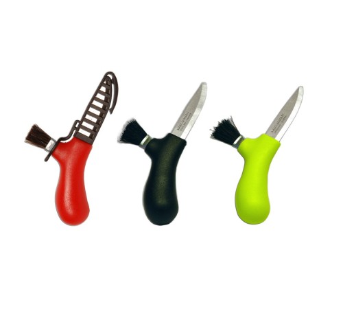 Нож Morakniv Karl-Johan для грибов, нержавеющая сталь, цвет красный, щетка из конского волоса, 12206