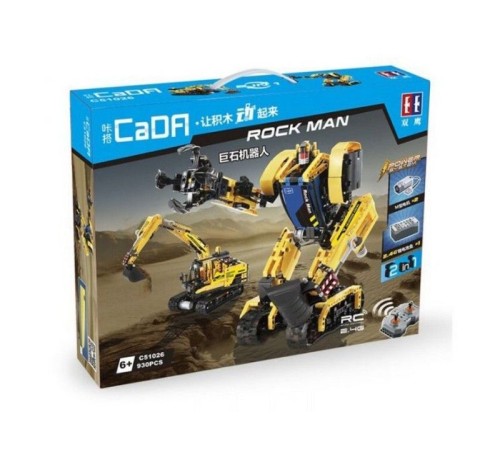 Радиоуправляемый конструктор CADA 2 в 1 экскаватор ROCK MAN (930 деталей)