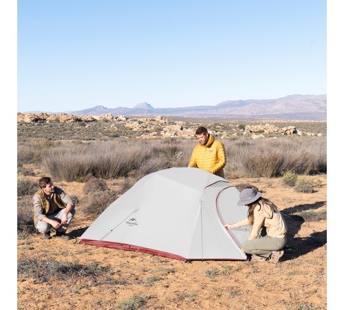 Палатка Naturehike Cloud Up NH18T030-T 20D трехместная сверхлегкая с ковриком, светло-серый, 6927595730614