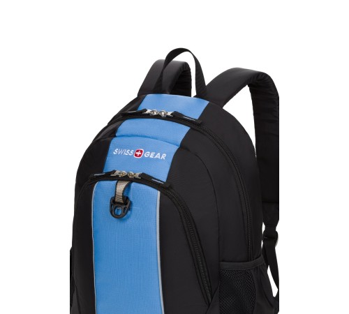 Рюкзак SWISSGEAR, чёрный/голубой, полиэстер 420D, 32х14х45 см, 20 л