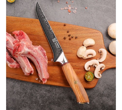 Нож обвалочный из дамасской стали Keemake 6 Inch Boning Knife Phoenix, бежевый