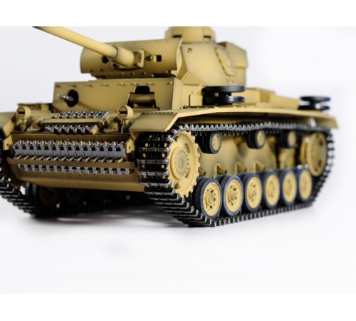 Р/У танк Taigen 1/16 Panzerkampfwagen III (Германия) дым, свет (для ИК боя) V3 2.4G RTR пустыня