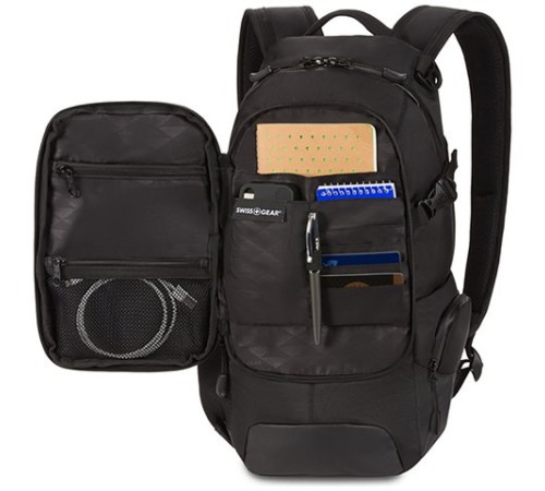 Рюкзак SWISSGEAR, чёрный, полиэстер 1680D, 24 х 15,5 х 46 см, 15,5 л