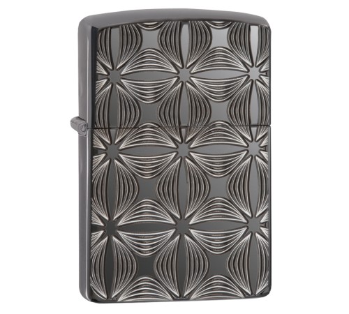 Зажигалка ZIPPO Armor® с покрытием Black Ice®, латунь/сталь, чёрная, глянцевая, 37х13x58 мм