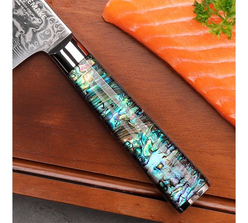 Нож сантоку из дамасской стали Keemake 7 Inch Santoku Knife, разноцветный